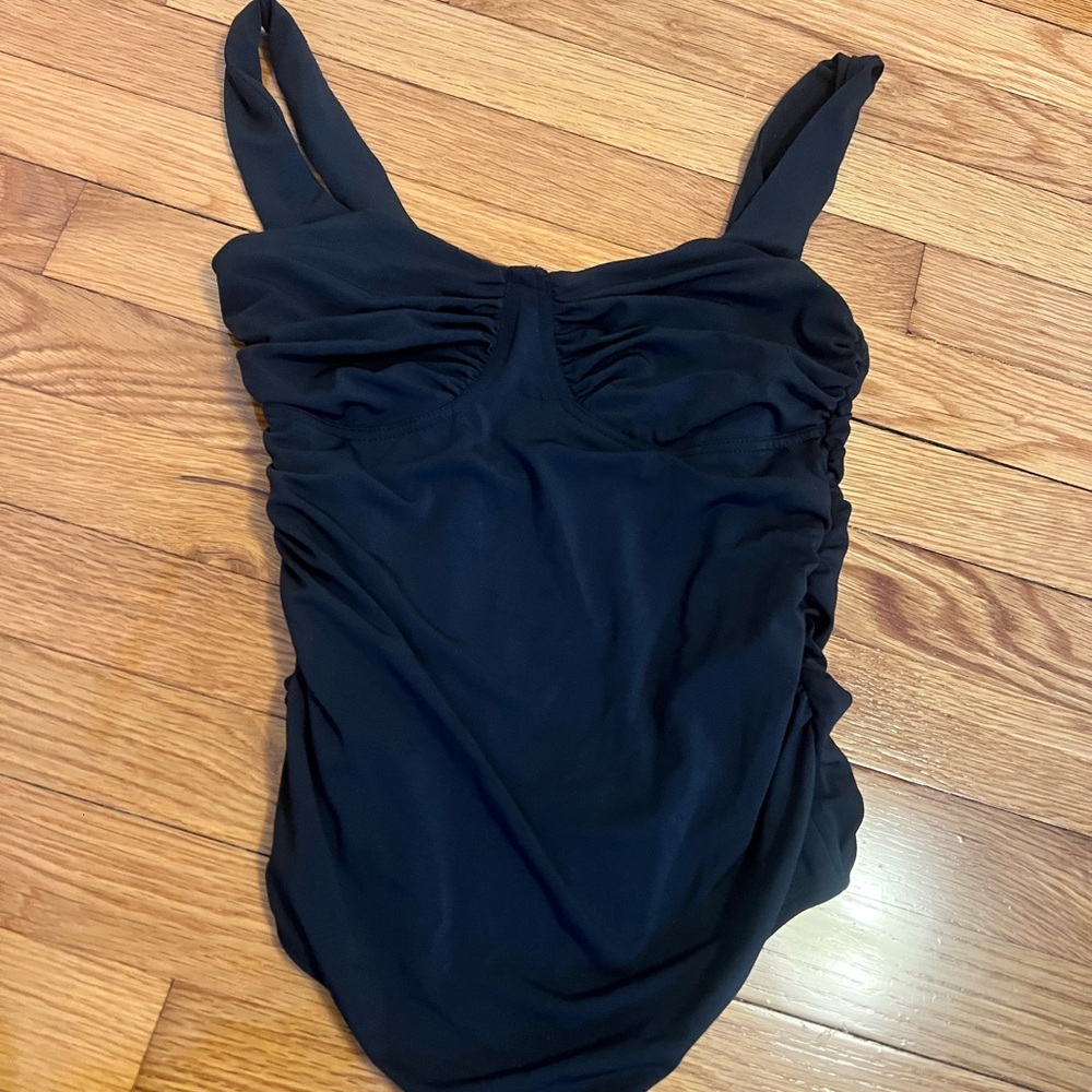 Black Ruched Bodysuit